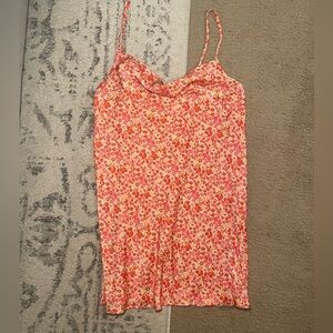 ABOUND ❤️🧡🩷 Cowl neck Satin Chemise in pink ribbon dense ditsy floral dress